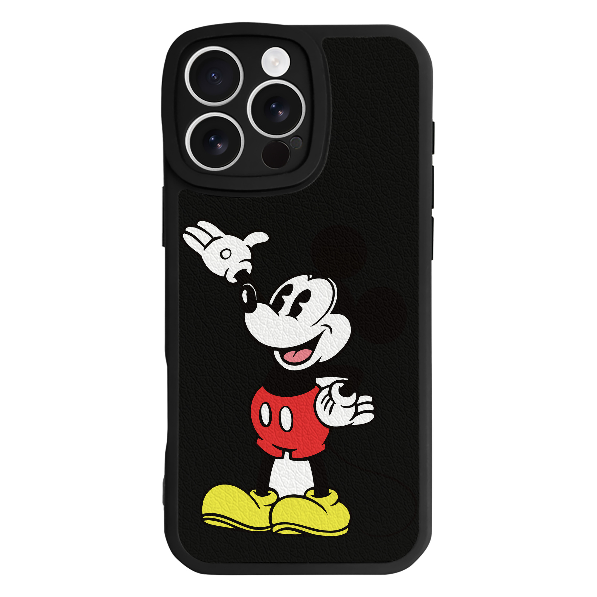 （画像用） ミッキーマウス Mickey Mouse 【iPhone 16シリーズ対応】シリコンスマホケース（レザー調） 材質：シリコン